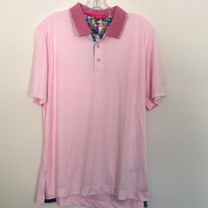 Robert Graham Men's Golf Polo Shirt Light Pink Medium
